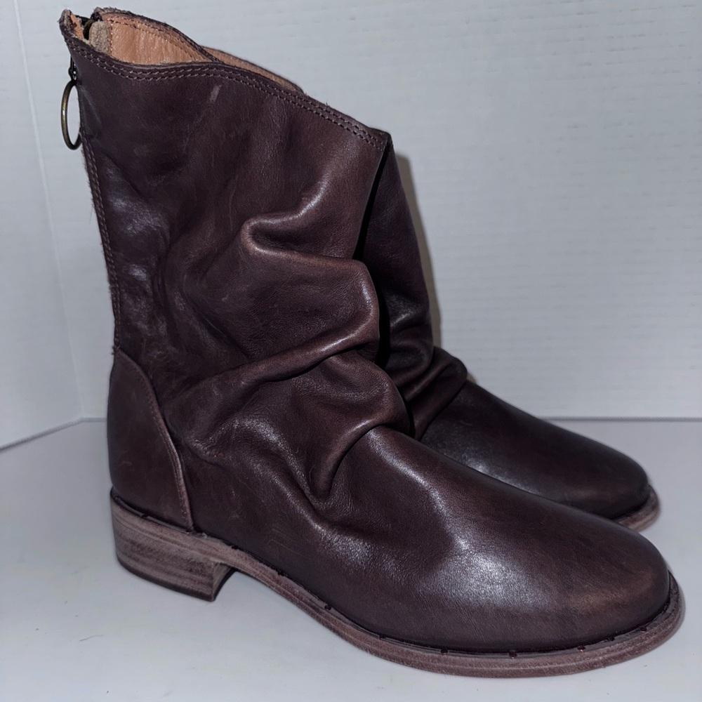 Beek Ostrich Slouch Brown Boots 6.5
